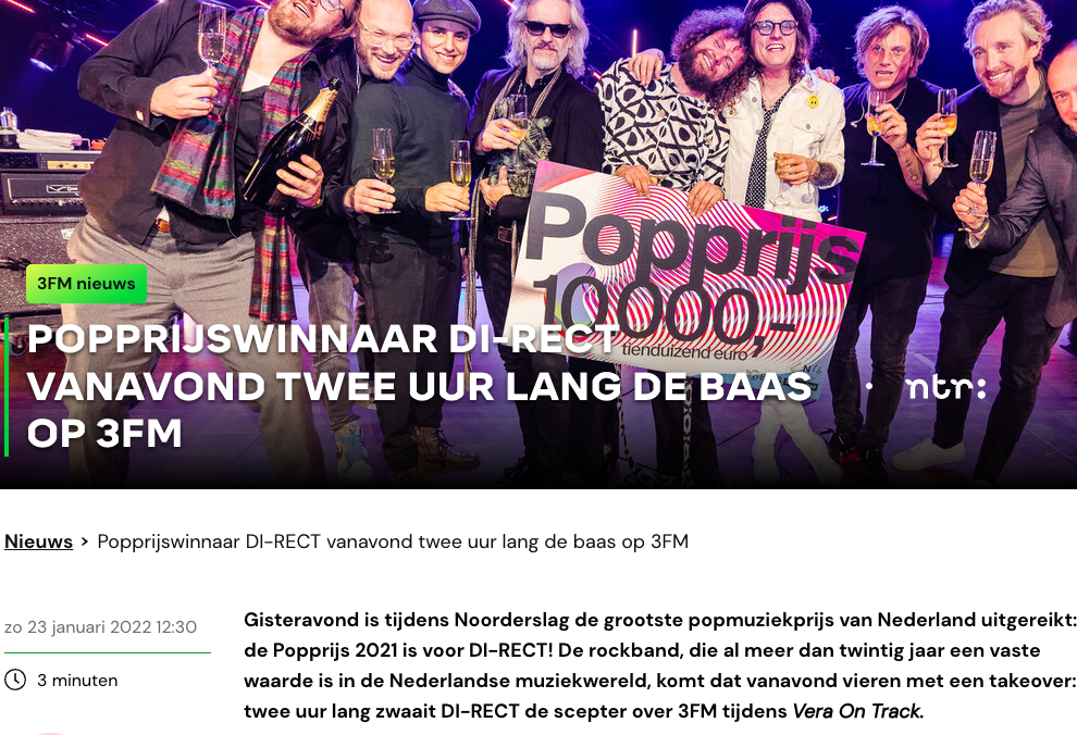 Popprijswinnaar DI-RECT vanavond twee uur lang de baas op 3FM - 3FM