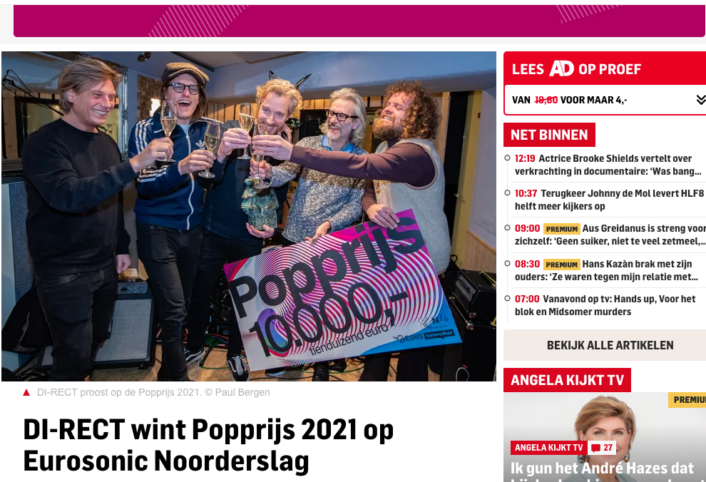 DI-RECT wint Popprijs 2021 op Eurosonic Noorderslag - AD